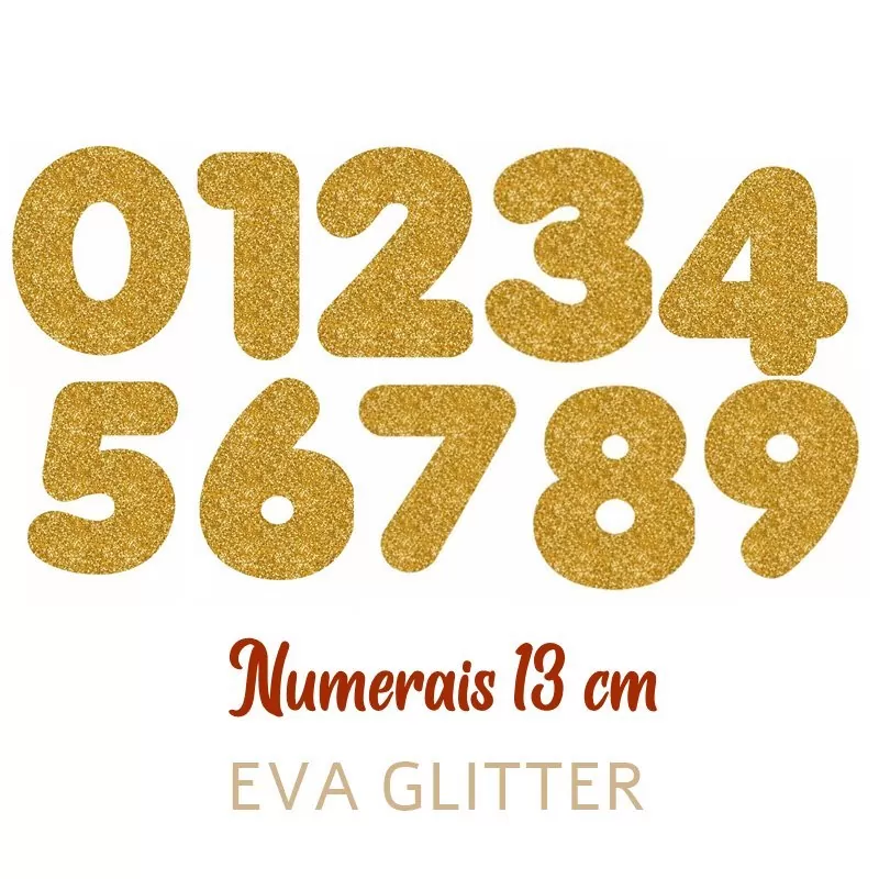 Empório do Eva - Números Glitter - 13 cm